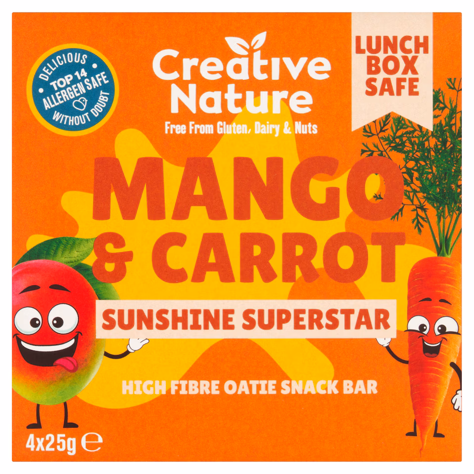 Creative Nature Mango and Carrot Kids snack bar multipack 4 x 25g