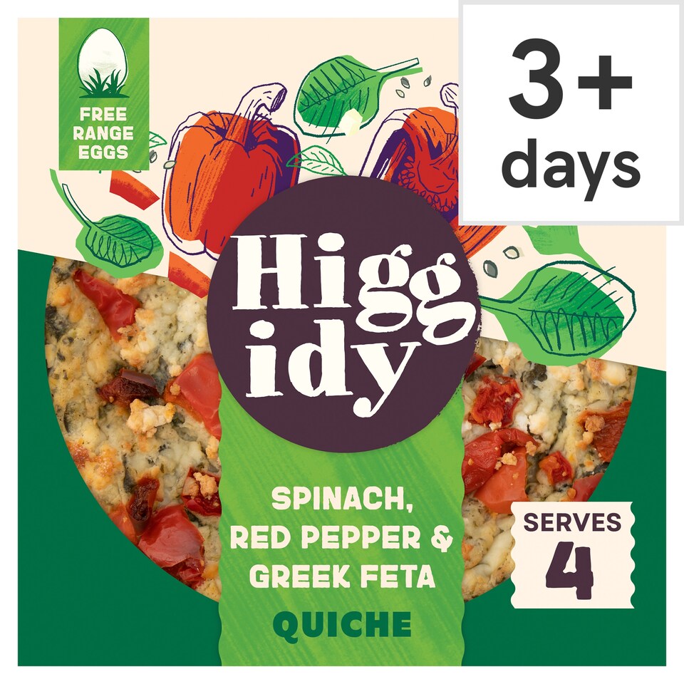 Higgidy Spinach Feta Red Pepper Quiche 400G