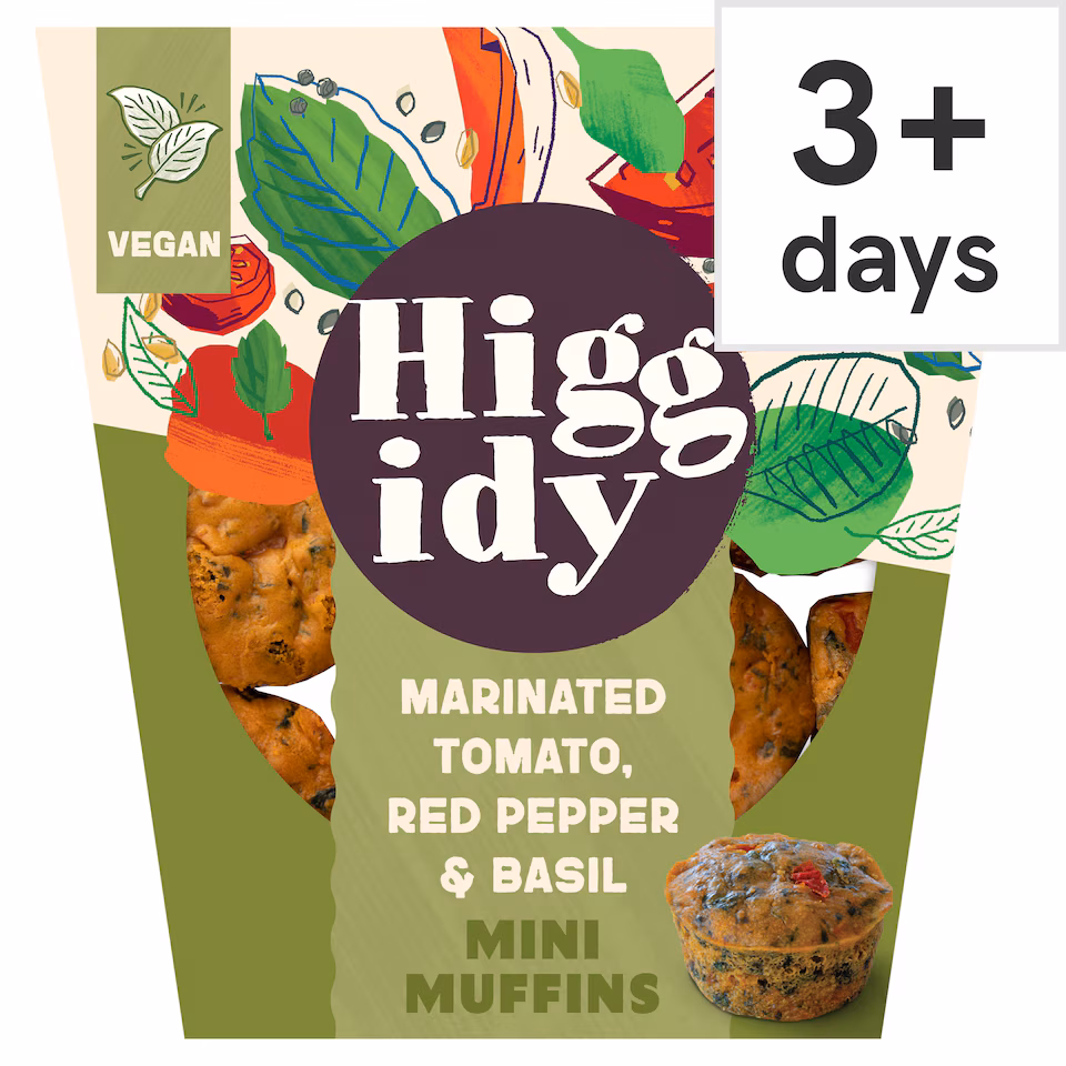 Higgidy Slow-Roasted Tomato, Red Pepper & Basil Mini Muffins 130g
