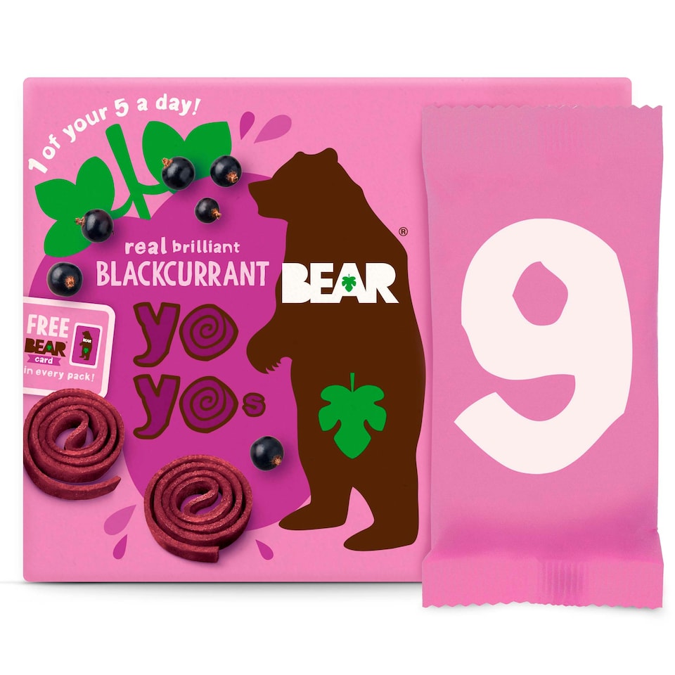 Bear Blackcurrant Fruit Rolls YoYos 9 x 20g
