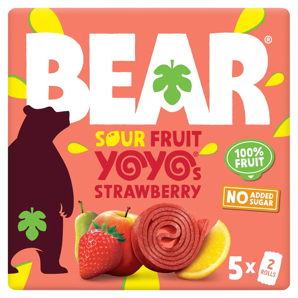 BEAR Xtreme Fruit Yoyos Sour Strawberry Multipack 5 x 20g