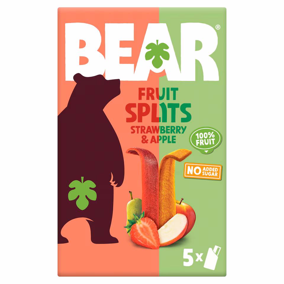 BEAR Fruit Splits Strawberry & Apple Multipack 5x20g