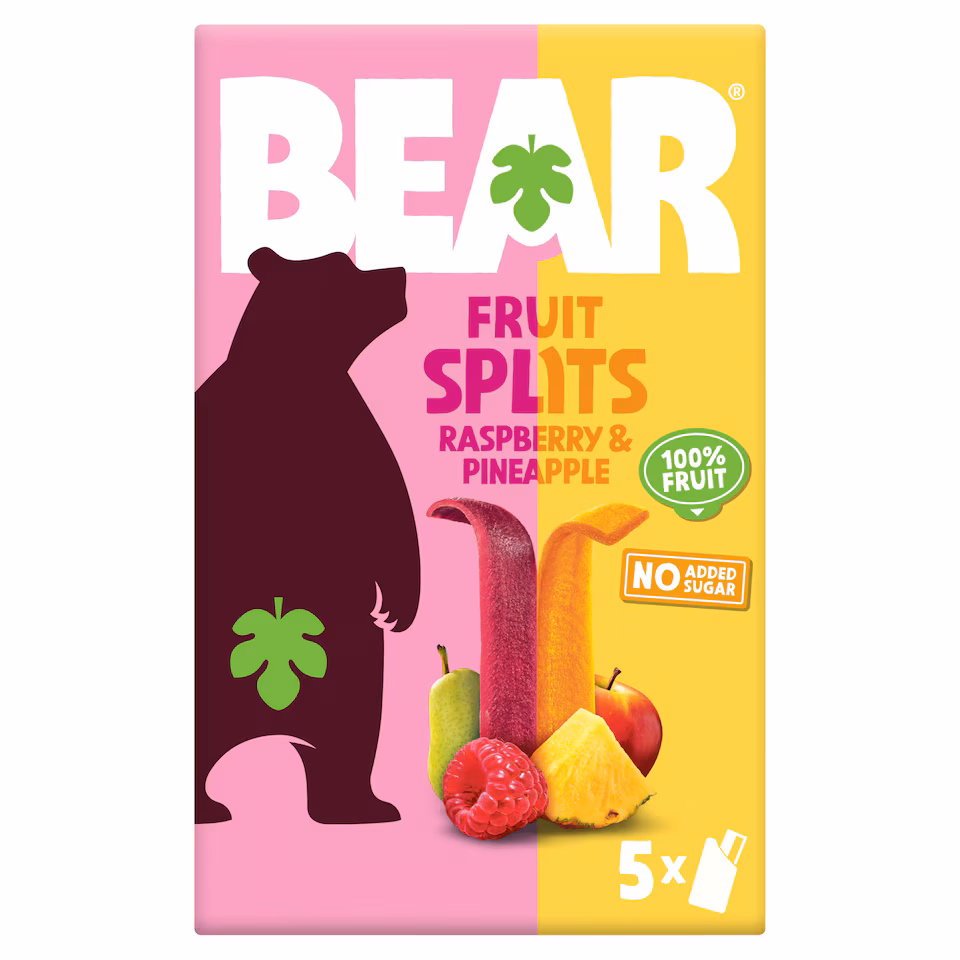 BEAR Fruit Splits Pineapple & Raspberry Multipack 5x20g
