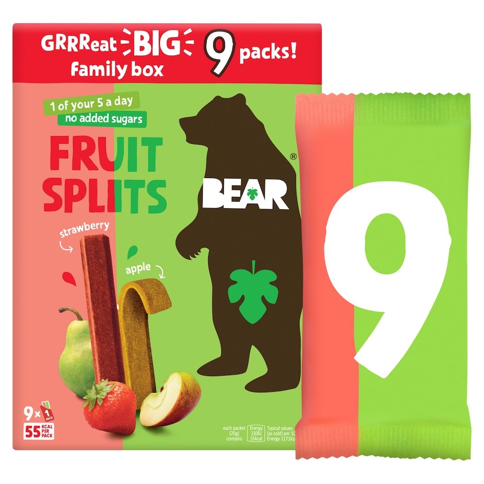 BEAR Fruit Splits Strawberry & Apple 9 x 20g