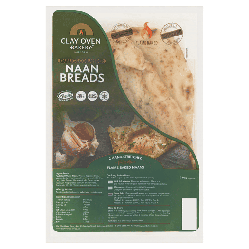 Clay Oven Bakery Garlic & Coriander Naan Breads 240g