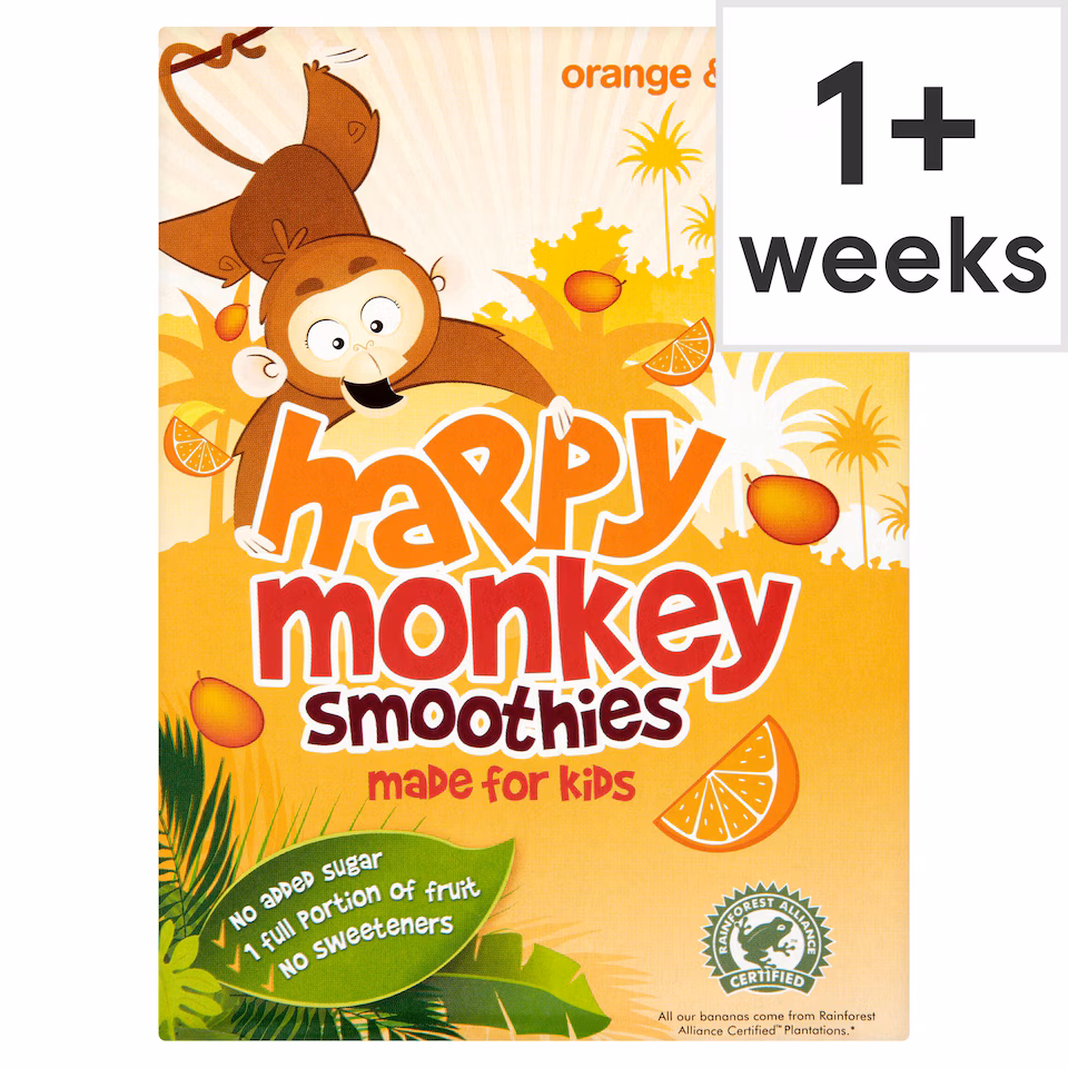 Happy Monkey Smoothies Orange & Mango 4 x 180ml