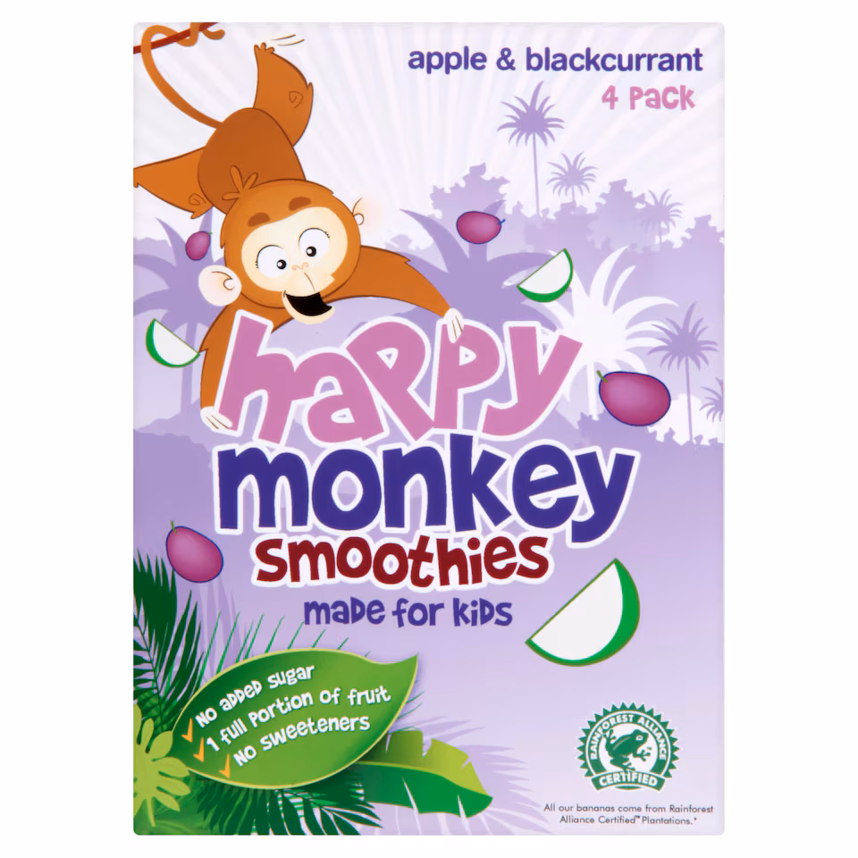 Happy Monkey Smoothies Apple & Blackcurrant 180ml