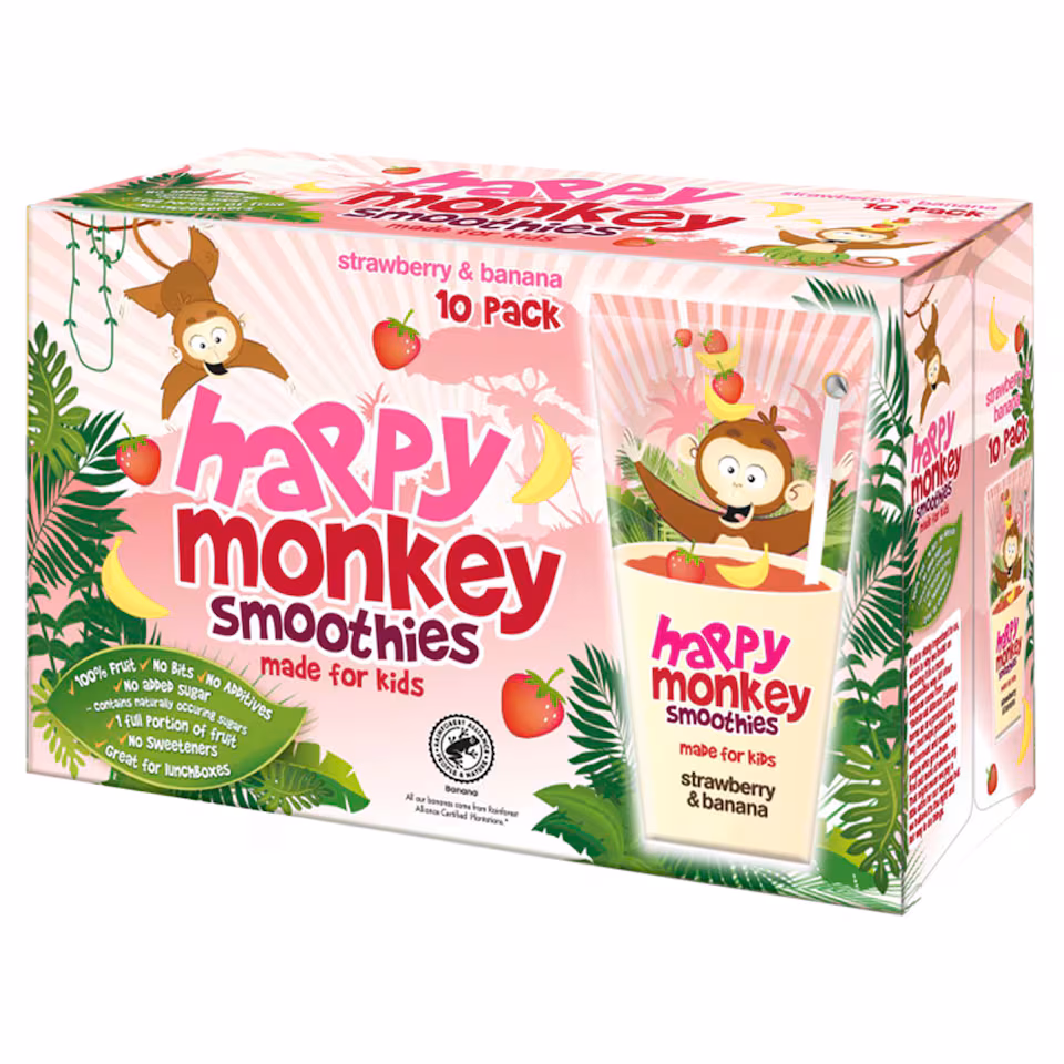 Happy Monkey Smoothies Strawberry & Banana 10 x 180ml