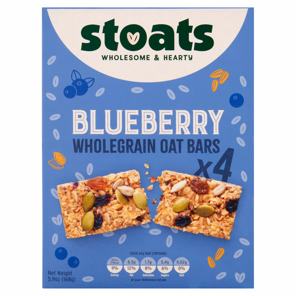 Stoats Blueberry & Honey Porridge Oat Bars 4 x 42g (168g)