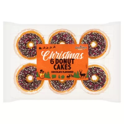 GodBiten 6 Christmas Donut Cakes Chocolate Flavoured 150g