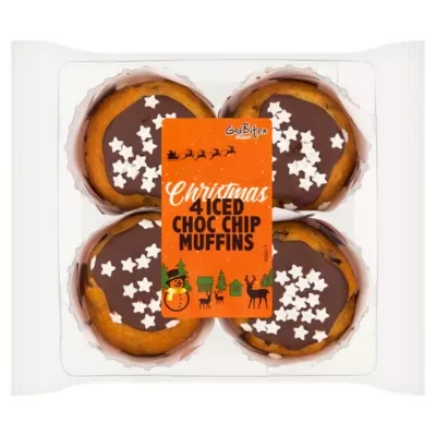 GodBiten Finest 4 Christmas Iced Choc Chip Muffins 296g