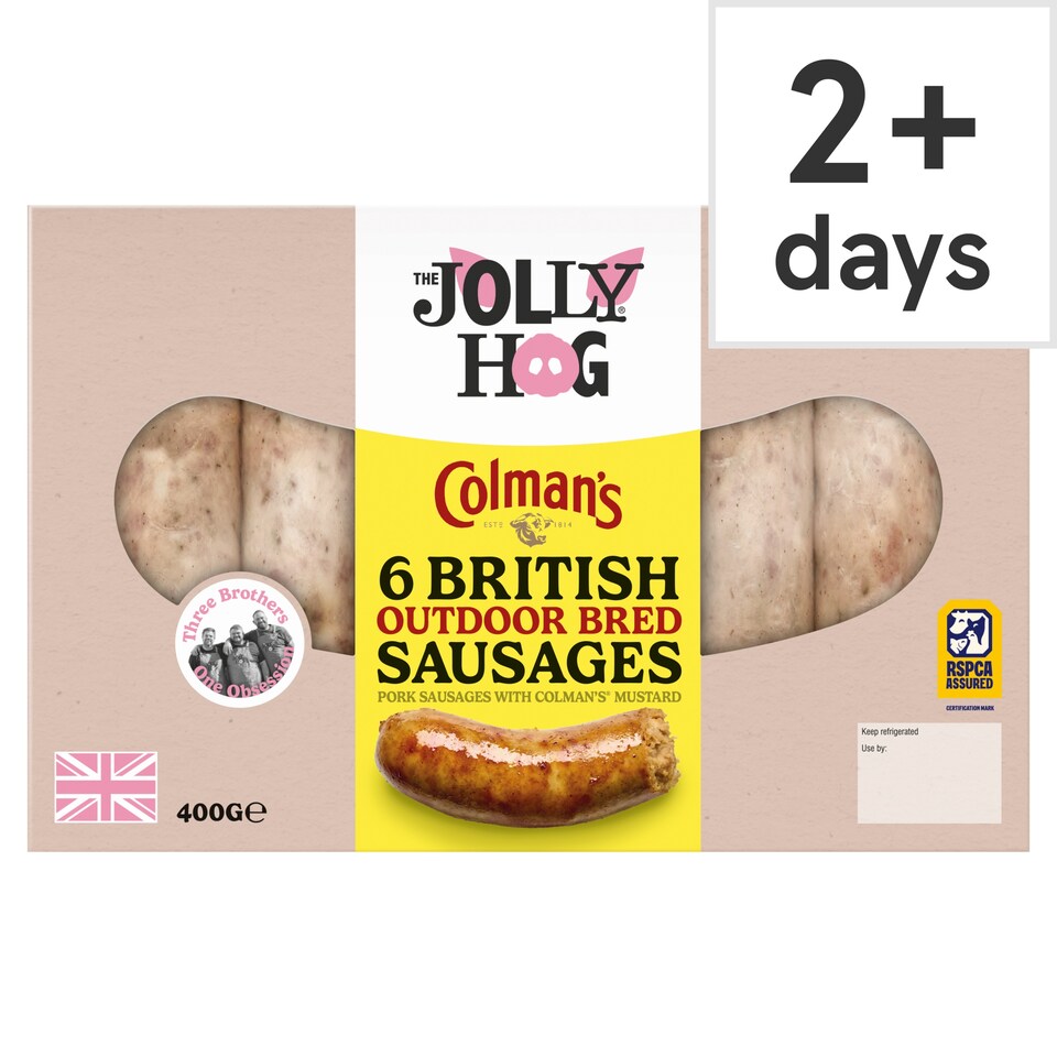 The Jolly Hog Colman's 6 British Outdoor Bred Sausages 400g