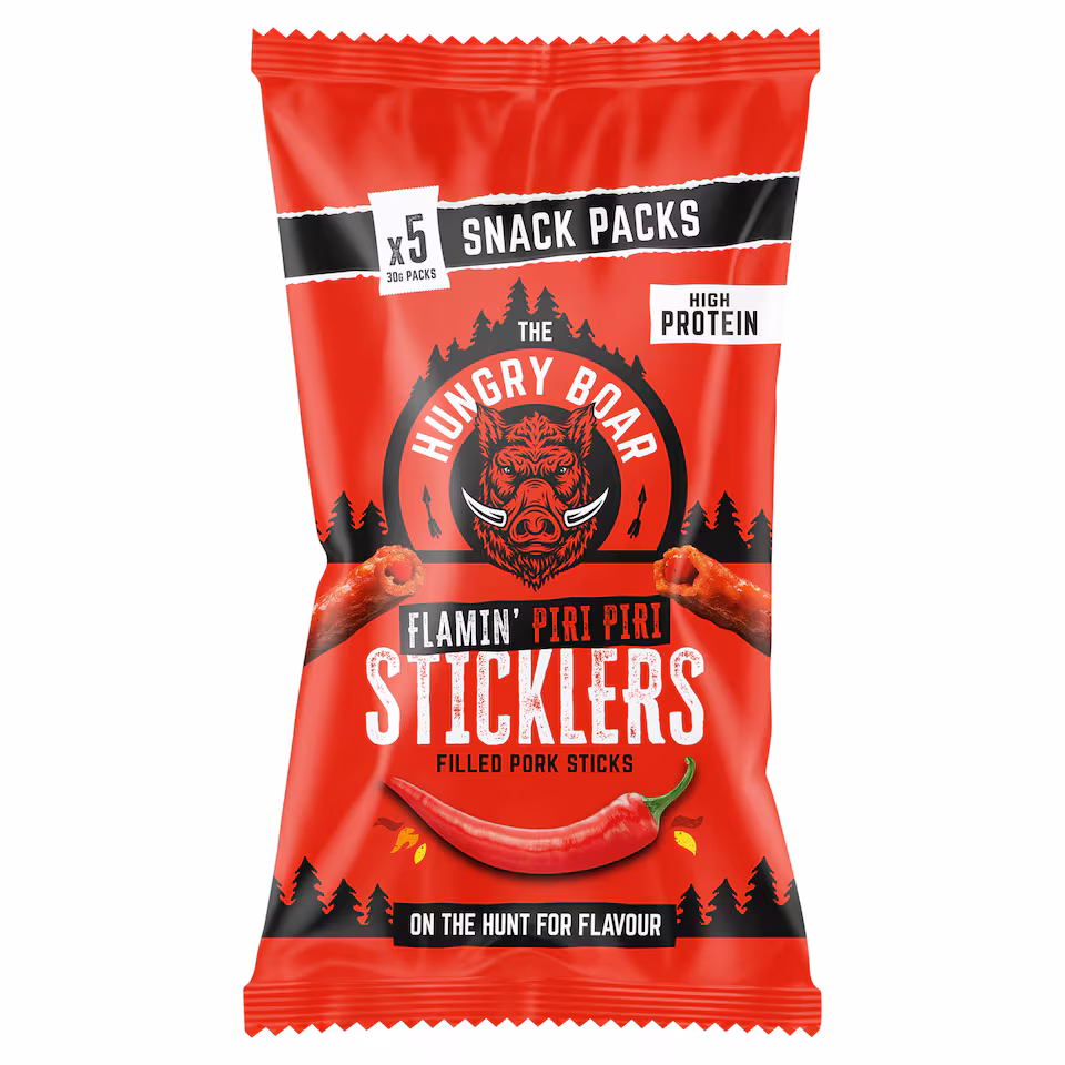 The Hungry Boar Flamin' Piri Piri Sticklers 5x30g