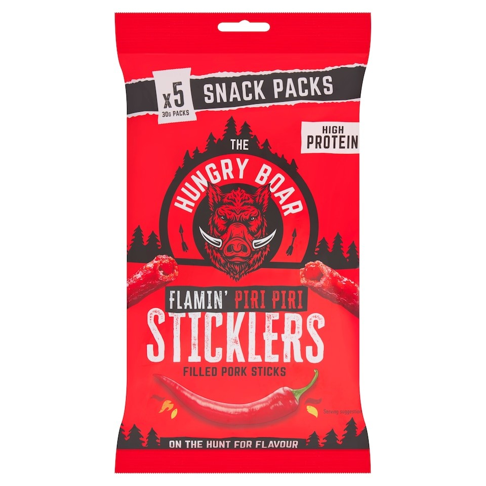 The Hungry Boar Flamin' Piri Piri Sticklers 5x30g