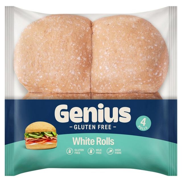 Genius Deliciously Gluten Free Soft White Rolls x4