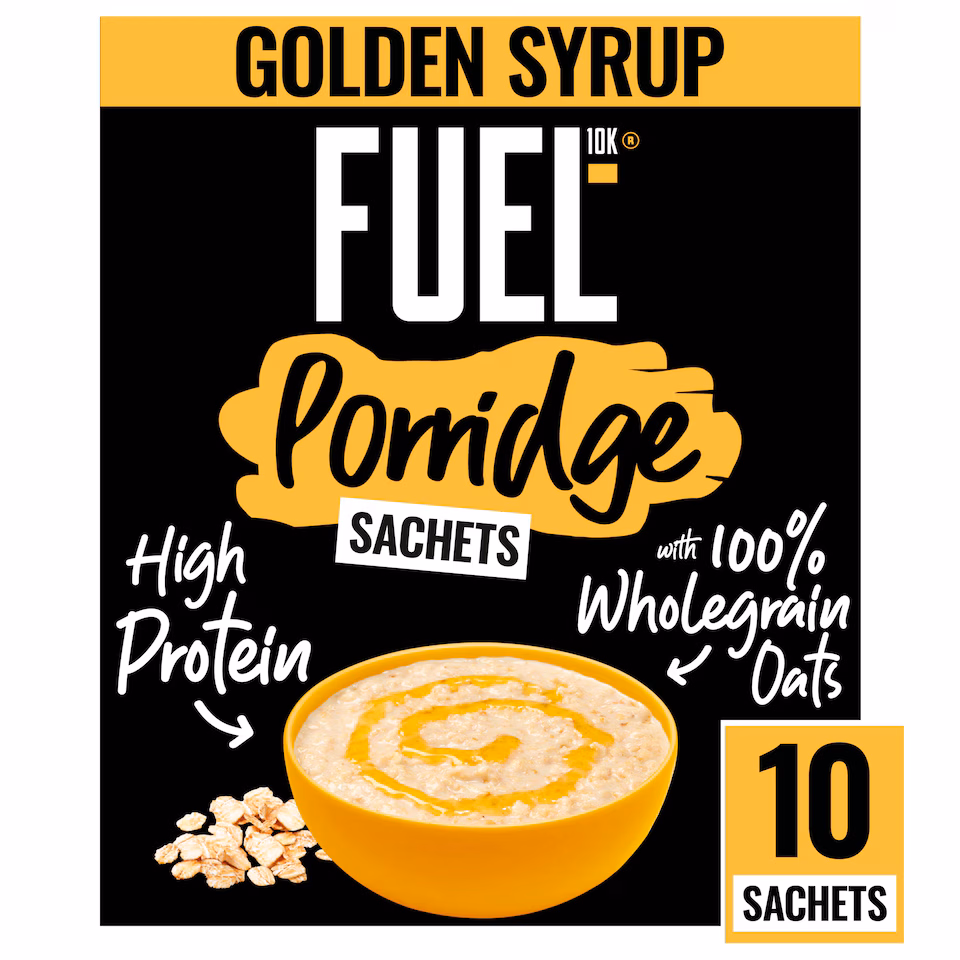 FUEL10K Golden Syrup Protein Porridge Oat Cereal Sachets  10x36g