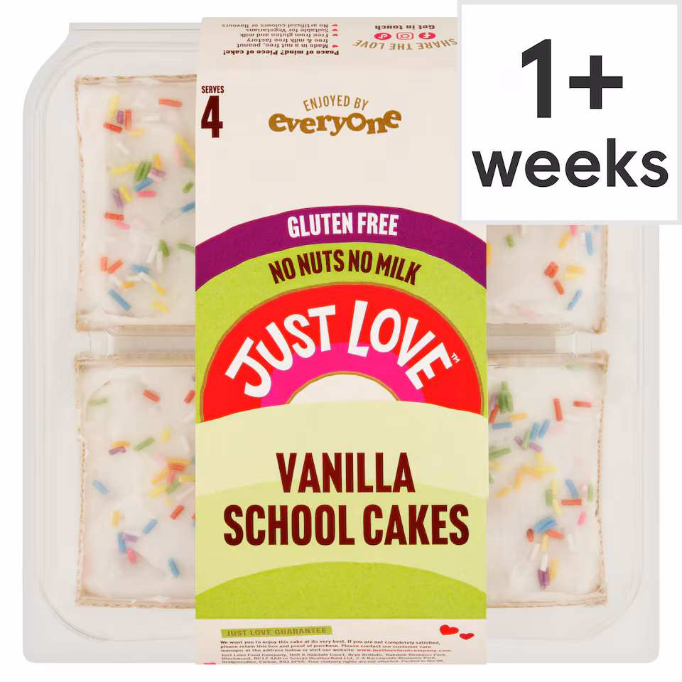Just Love Gluten Free Vanilla School Cakes 4 Pack