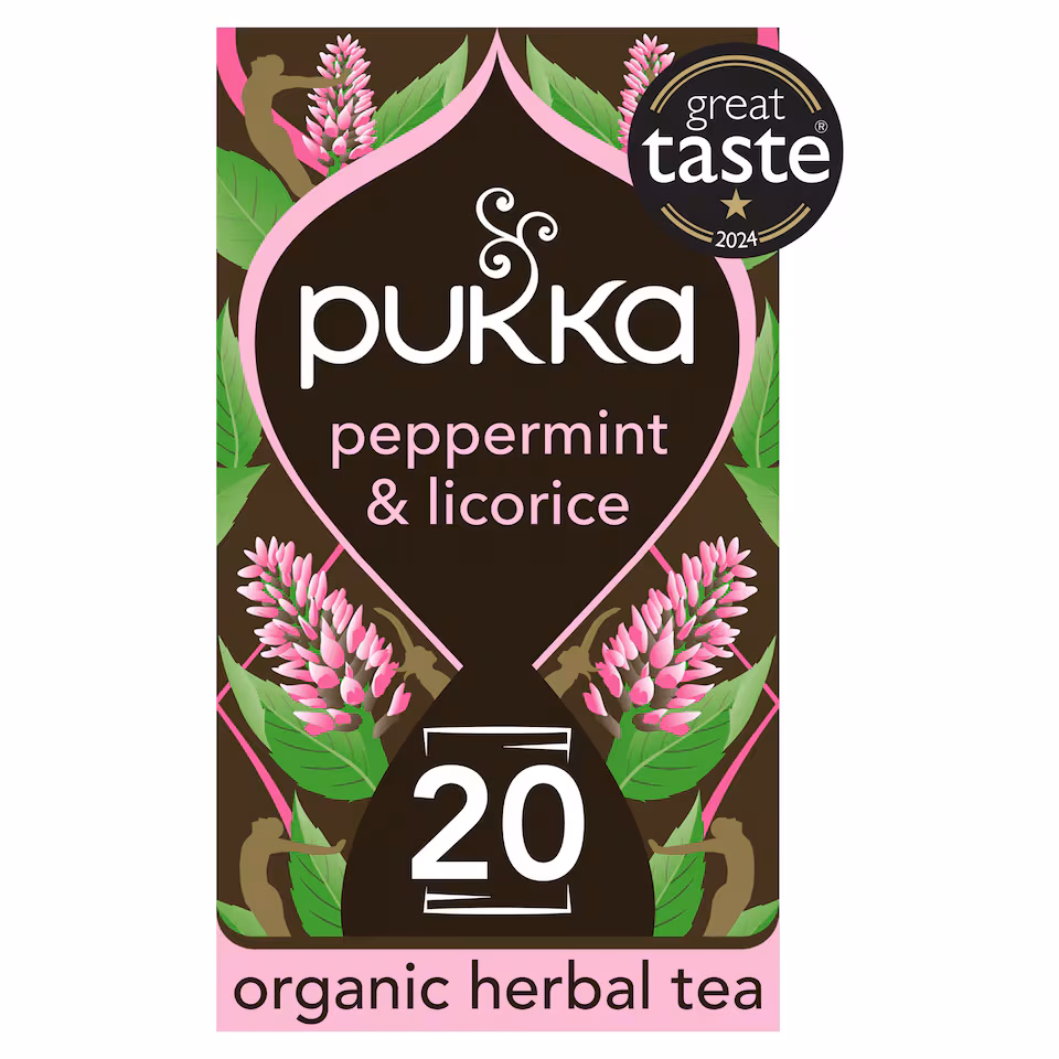 Pukka Organic Peppermint & Licorice Mint Tea 20 Herbal Tea Bags 30g