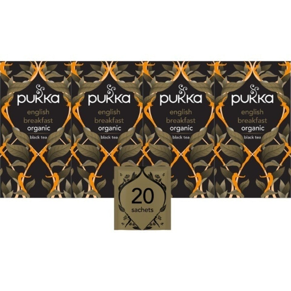 Pukka Herbs Organic Herbal Tea, English Breakfast, 4 Packs, 80 Teabags | Black | 4