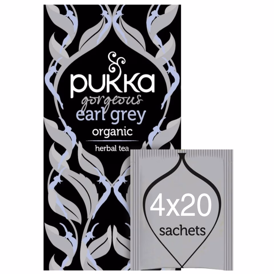 Pukka Herbs Organic Herbal Tea, Earl Grey, 4 Packs, 80 Teabags | Black | 4