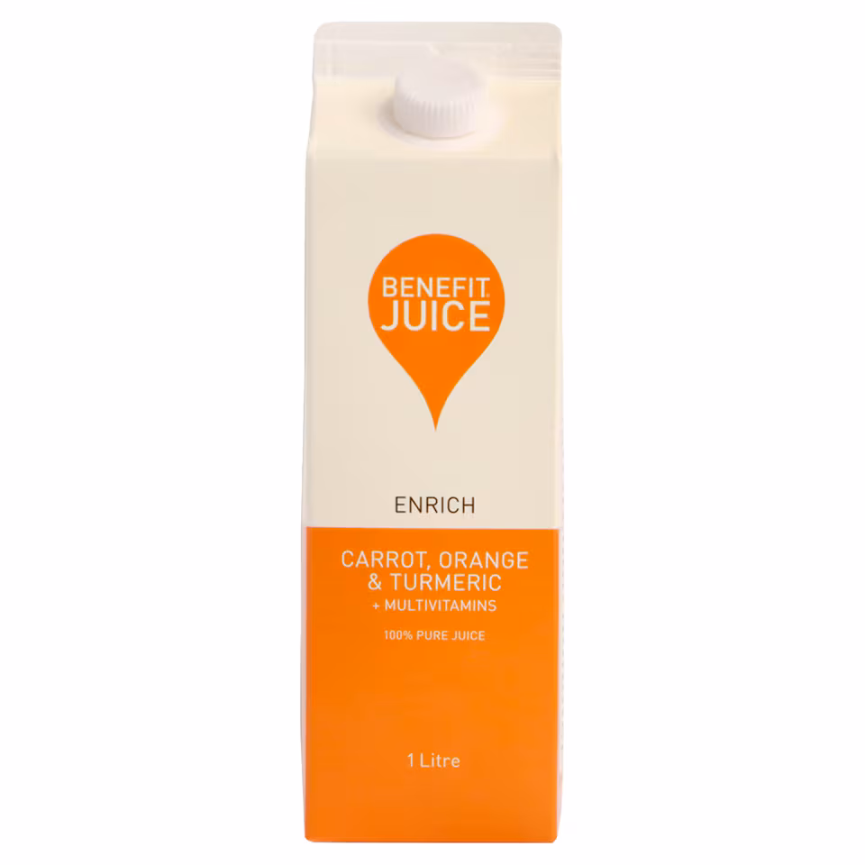 Benefit 100% Pure Juice Carrot, Orange & Turmeric + Multivitamins 1 Litre