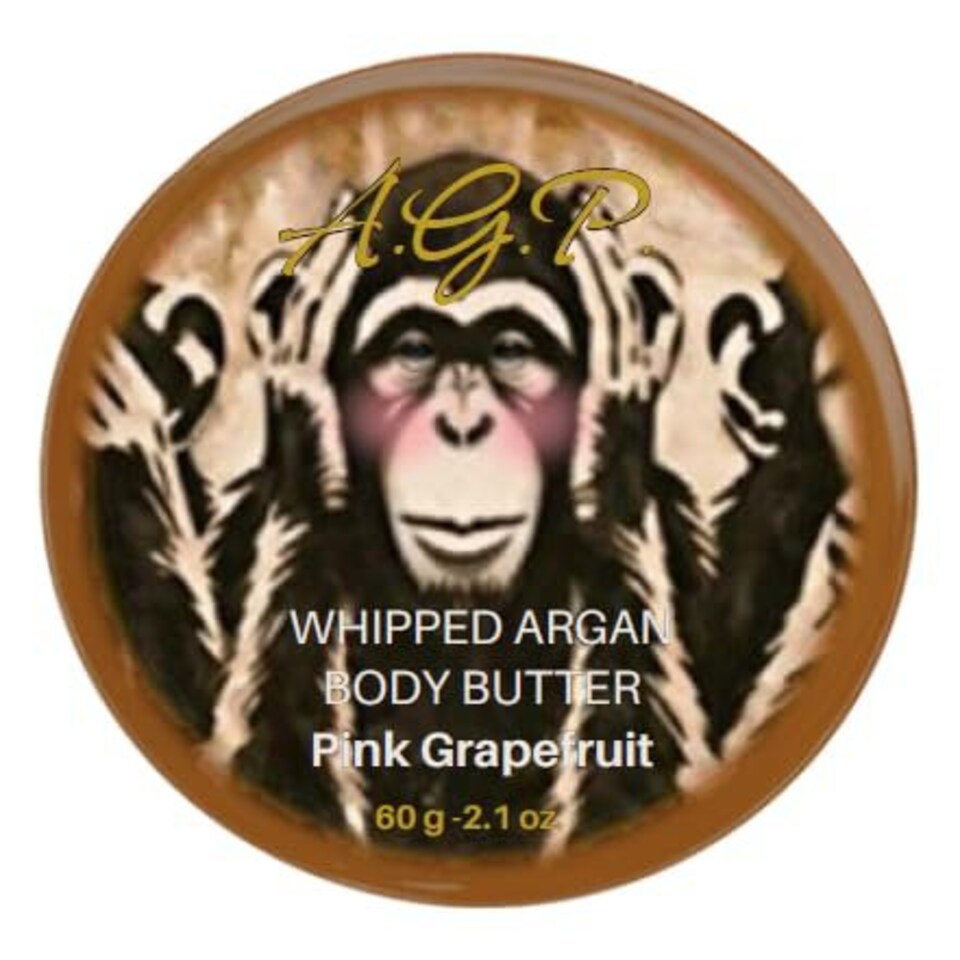 Argan Body Butter - Travel size 60g, Rich Hydrating butter for dry skin. Natural, Organic, Waterless, Vegan, Cruelty Free and Free From synthetic fragrance, parabens or SLS - Pink Grapefruit