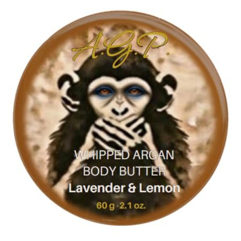 Argan Body Butter - Travel size 60g, Rich Hydrating butter for dry skin. Natural, Organic, Waterless, Vegan, Cruelty Free and Free From synthetic fragrance, parabens or SLS  - Lavender & Lemon