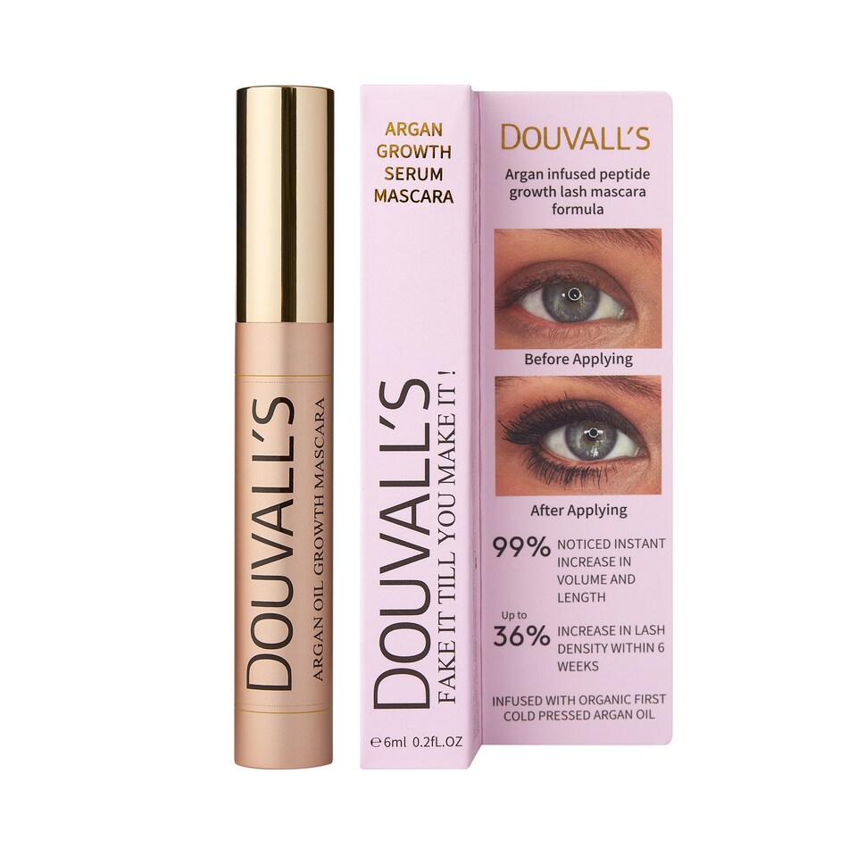 Douvalls Argan Growth Serum Mascara 6ml | Achieve Longer, Fuller, and Voluminous Eyelashes