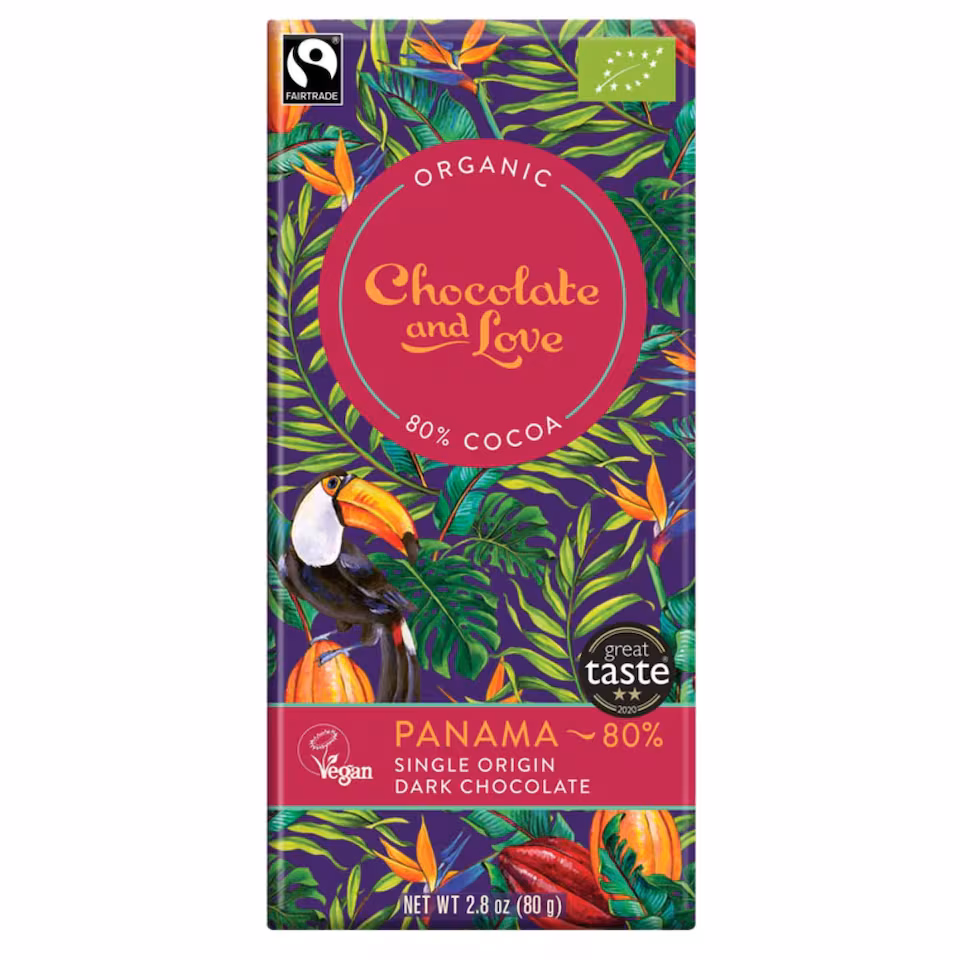 Panama Dark Chocolate, Organic 80g (Chocolate and Love)