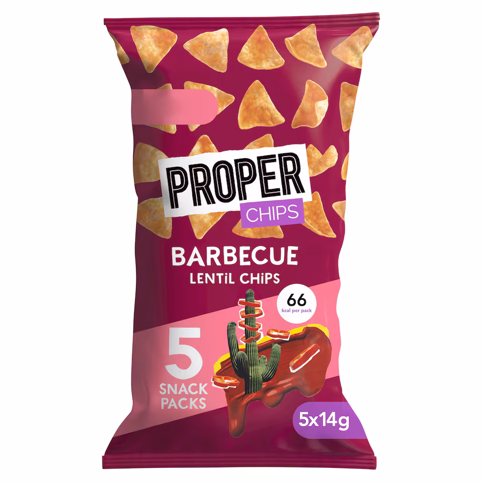Proper Chips Bbq Lentil Chips 5X14g