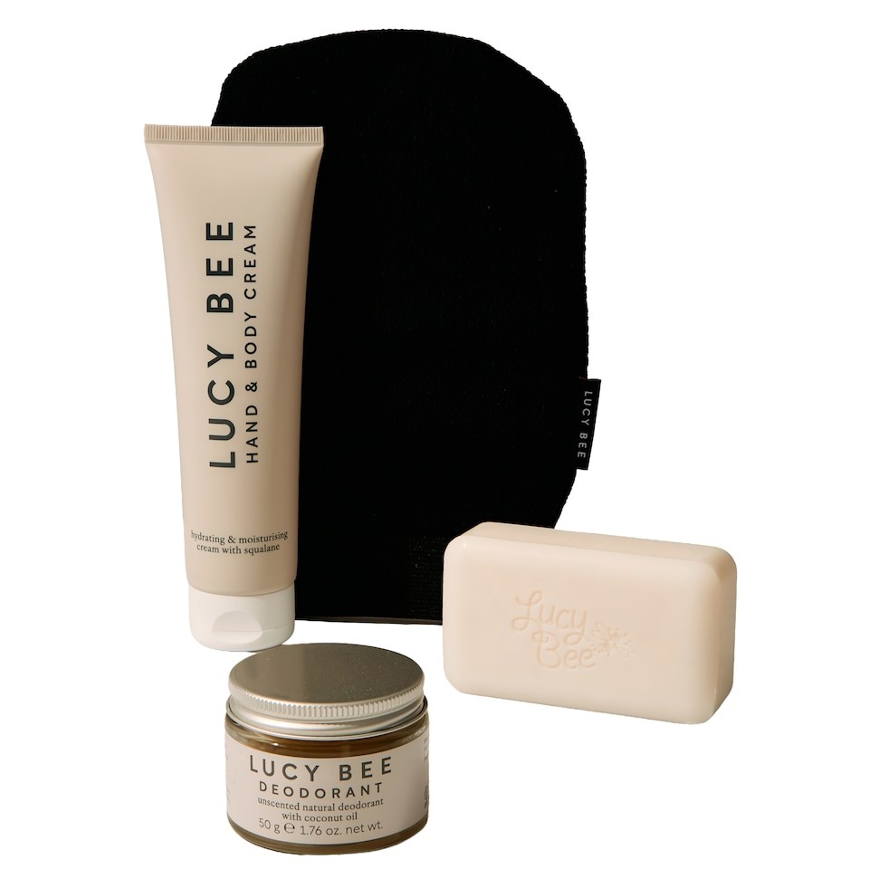 Lucy Bee Natural Body Care Gift Set, 4 Piece Fragrance Free Skincare Set