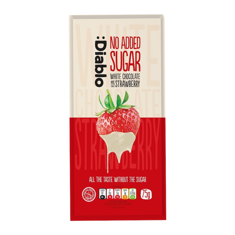 Diablo No Added Sugar White Chocolate with Strawberry 75g