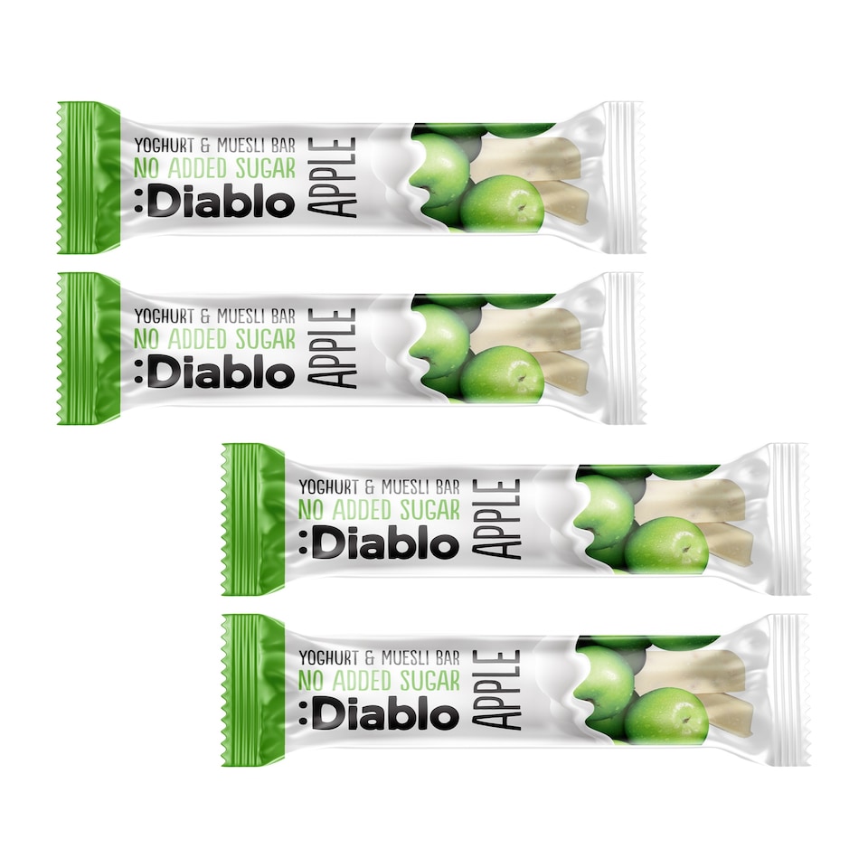 Diablo No Added Sugar Yoghurt and Apple Muesli Bar 30g 4 Pack