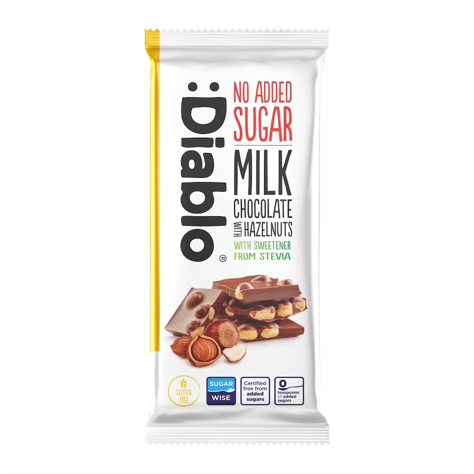 Diablo No Added Sugar Milk Chocolate with Hazelnuts 75g