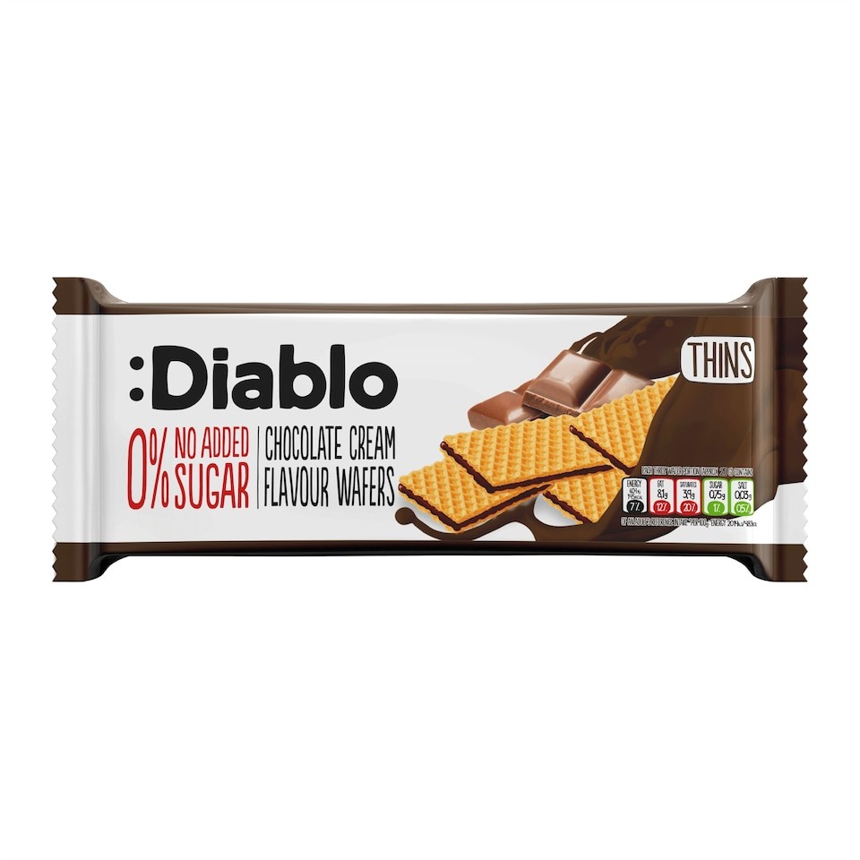 Diablo No Added Sugar Chocolate Cream Wafer Thins 150g