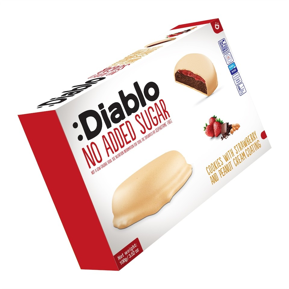 Diablo No Added Sugar Strawberry and Peanut Cream Cookies 100g