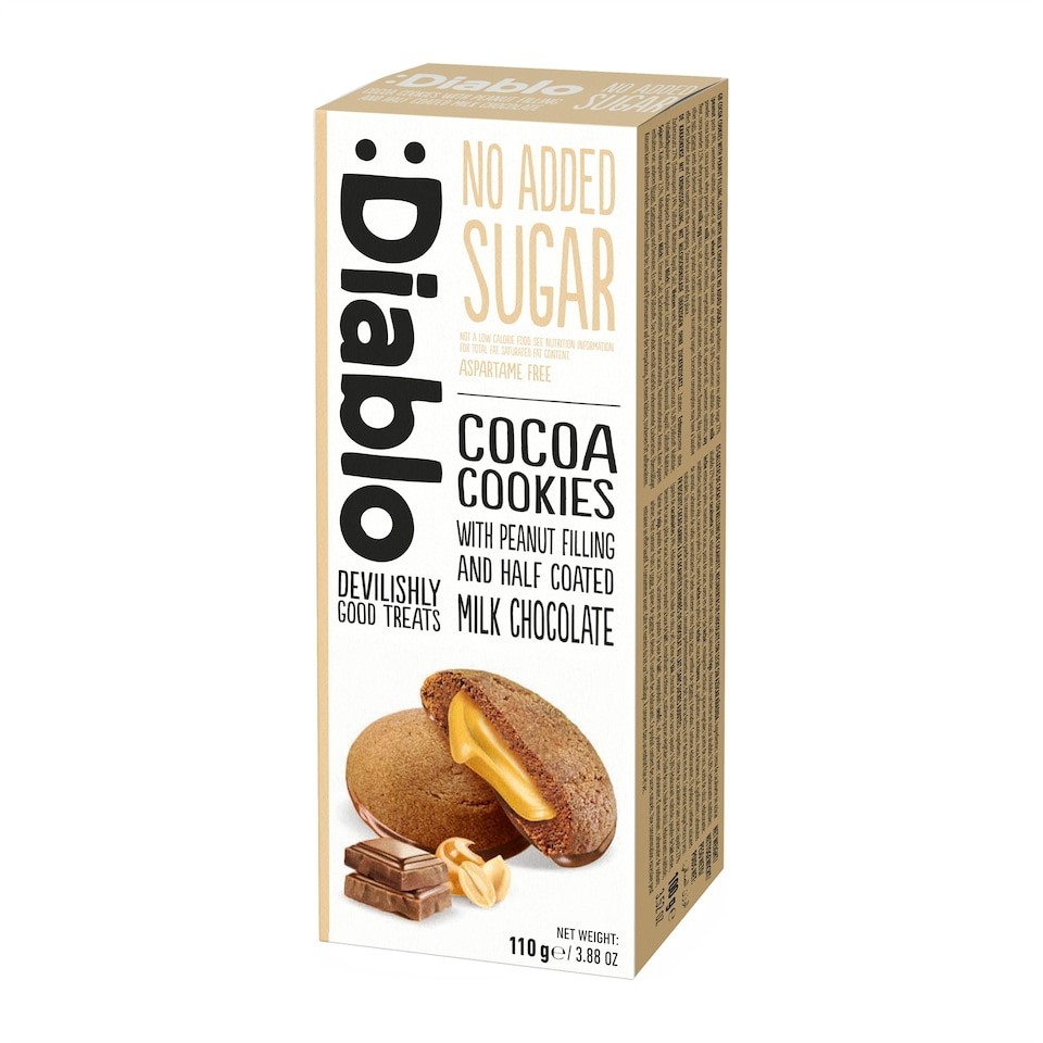 Diablo No Added Sugar Chocolate and Peanut Cocoa Cookies 110g