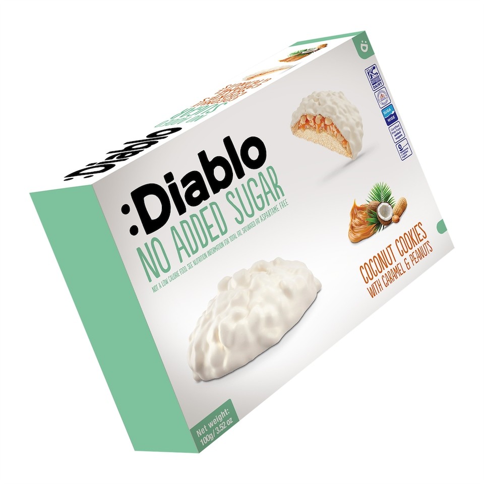 Diablo No Added Sugar Caramel and Peanut Coconut Cookies 100g