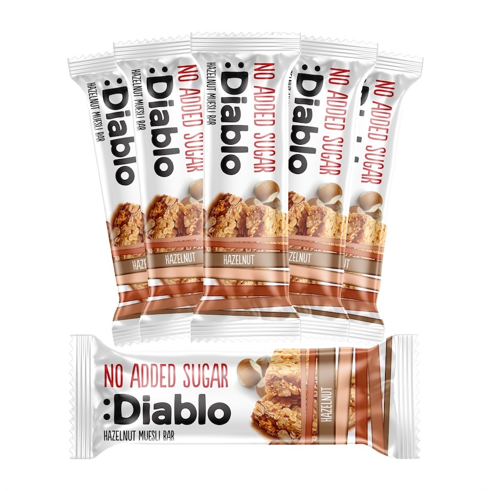 Diablo No Added Sugar Hazelnut Muesli Bar 30g 6 Pack