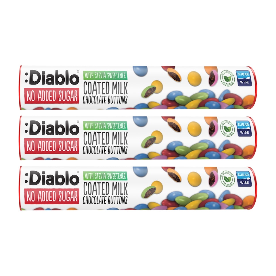 Diablo No Added Sugar Milk Chocolate Buttons 22g 3 Pack