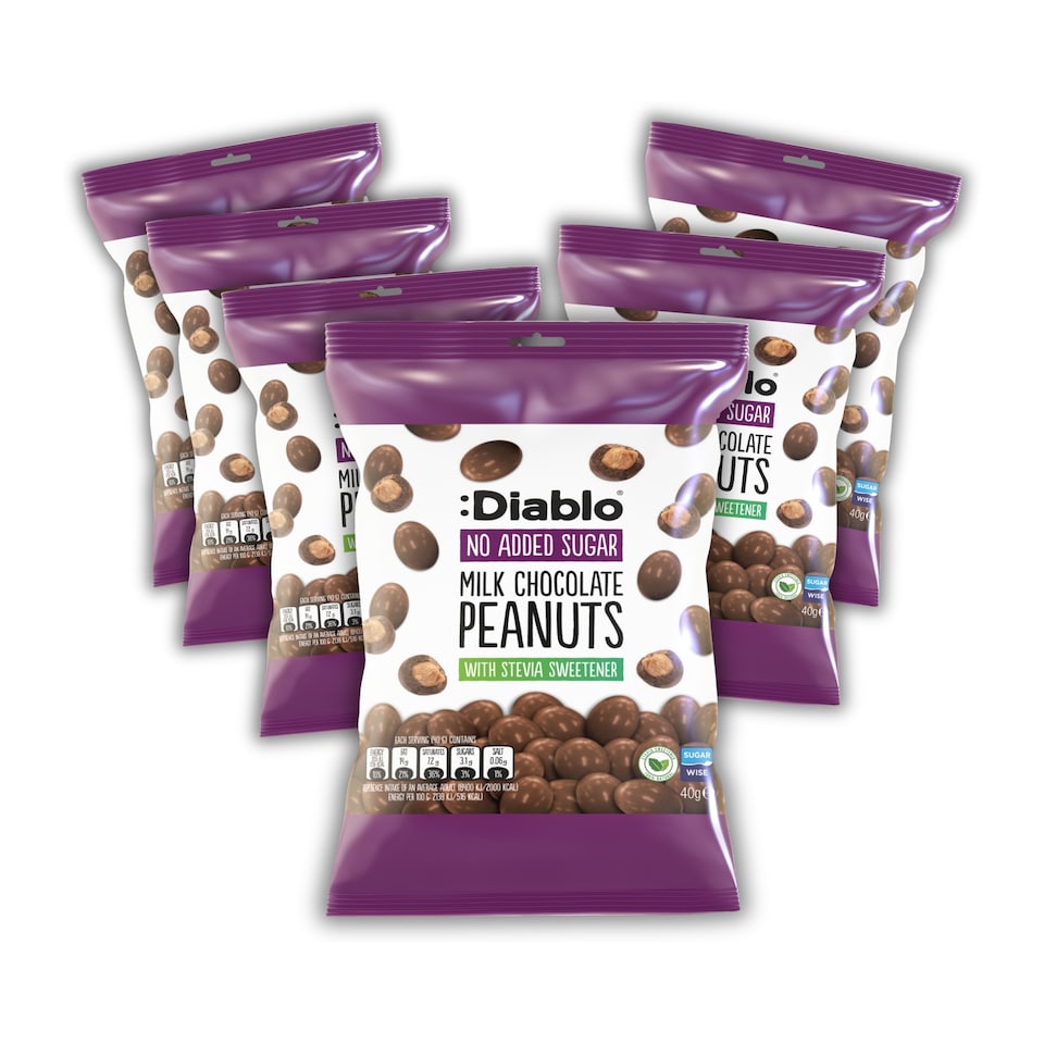 Diablo No Added Sugar Milk Chocolate Peanuts 40g 6 Pack