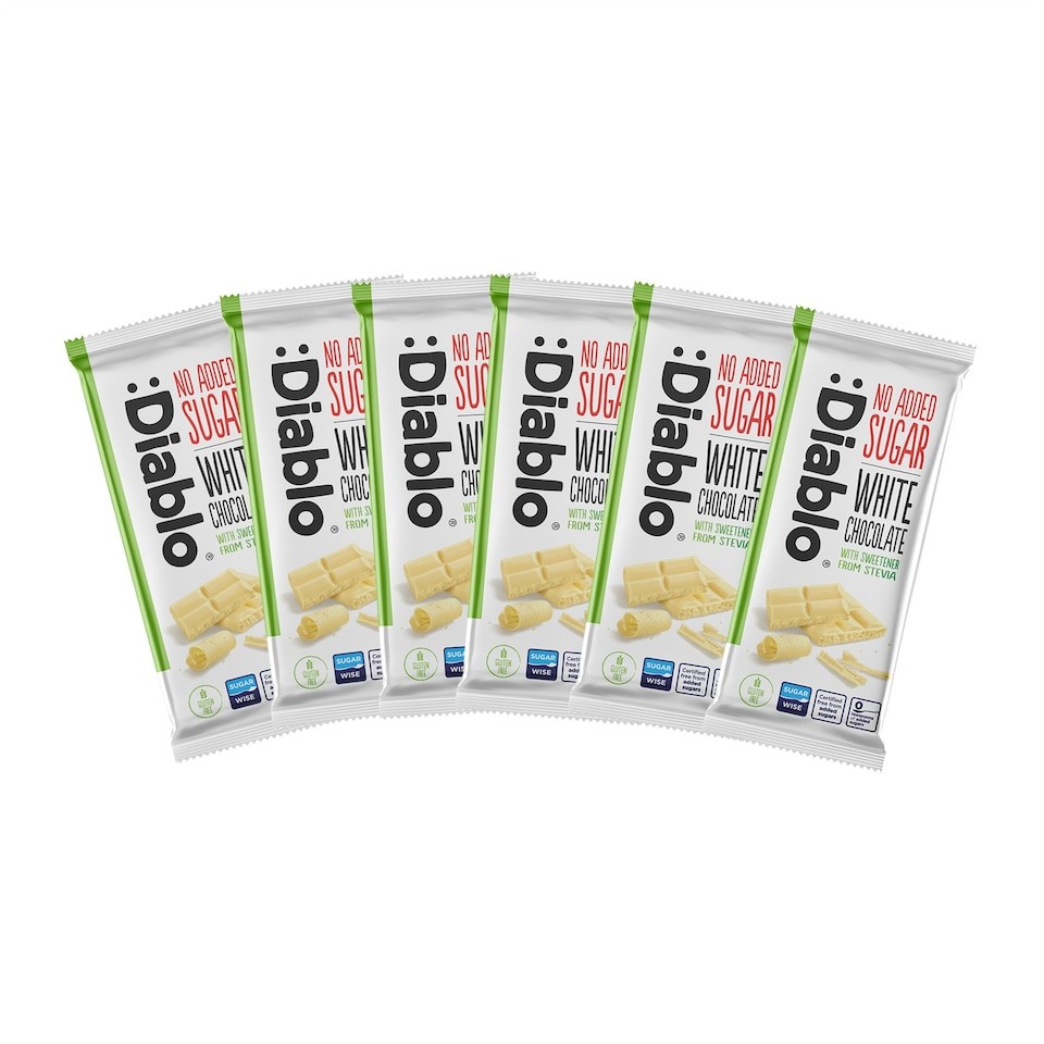 Diablo No Added Sugar White Chocolate Bar 75g 6 Pack