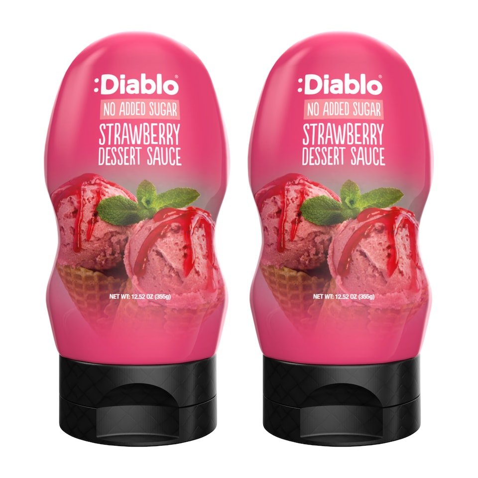 Diablo No Added Sugar Strawberry Dessert Sauce 355g Twin Pack