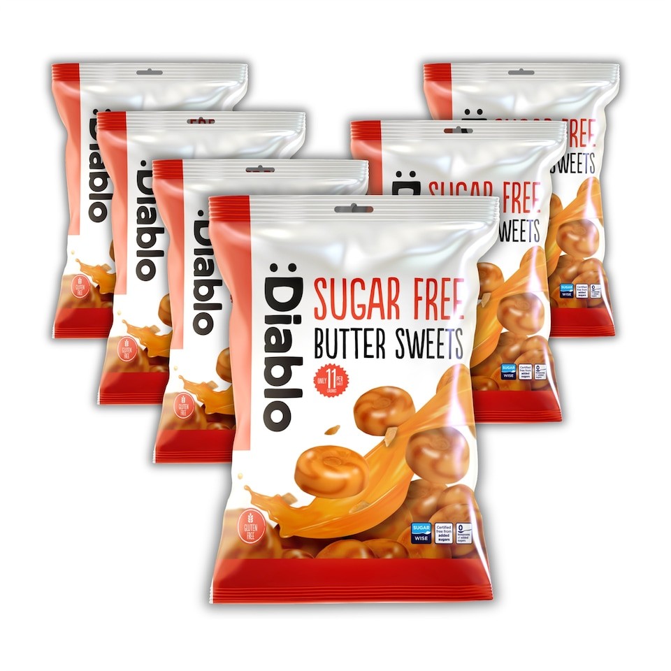 Diablo Sugar Free Butter Sweets 75g 6 Pack