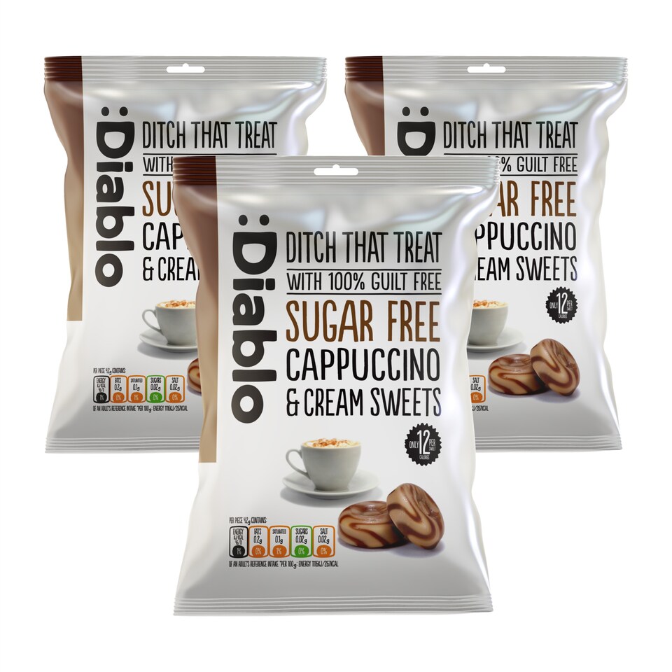 Diablo Sugar Free Cappuccino and Cream Sweets 75g 3 Pack