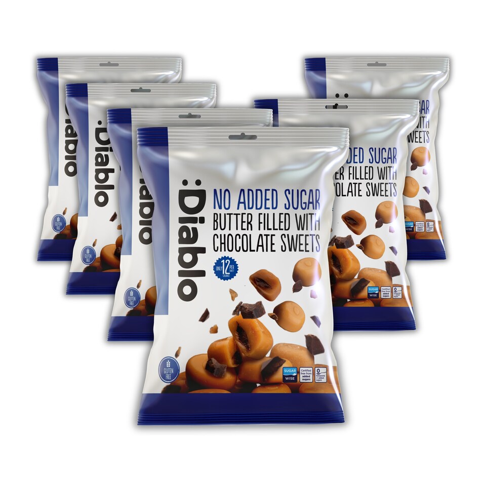 Diablo No Added Sugar Chocolate Filled Butter Sweets 75g 6 Pack