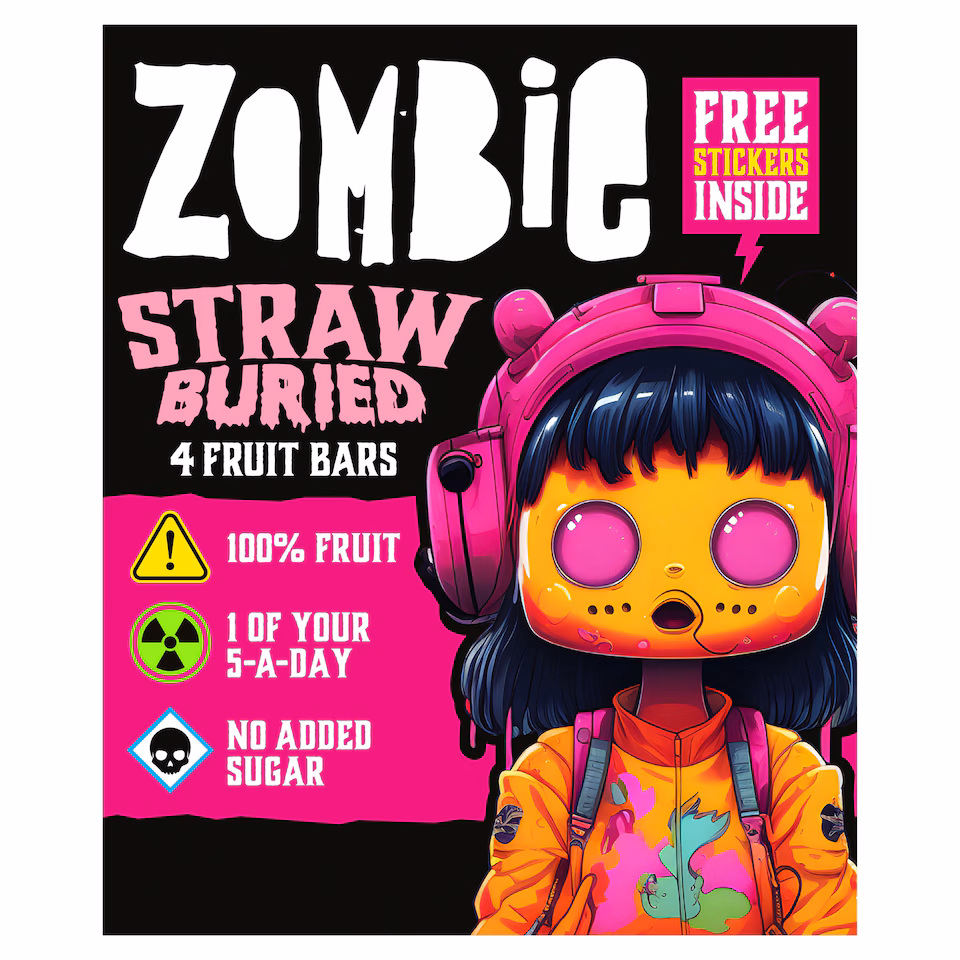 Zombie Strawberry Fruit Snack Bar Multipack 4x25g