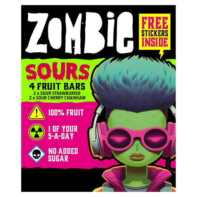 Zombie Sours 4 x 25g Fruit Bars 100g