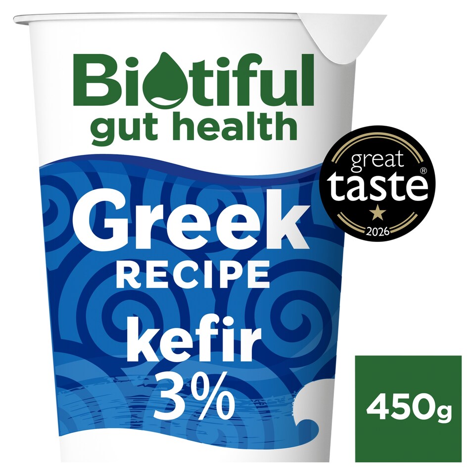 Biotiful Gut Health Greek Recipe Strained Kefir Yogurt 3% Fat 450g
