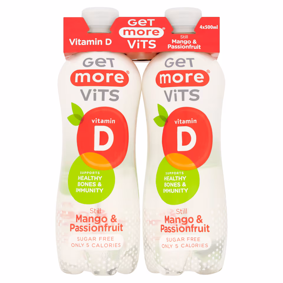 Get More Vits Vitamin D Still Mango & Passionfruit 4x500ml